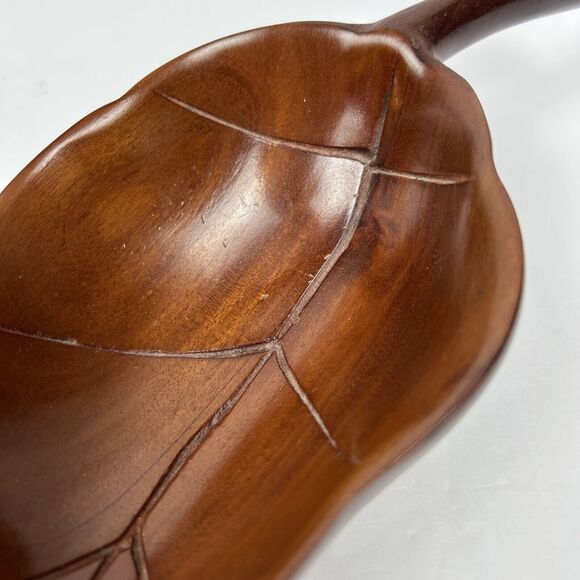 Genuine Mahogany Wood Leaf Shaped Bowl #14 Nut Candy Serving Dish Cold Food 8.5” - Picture 4 of 15